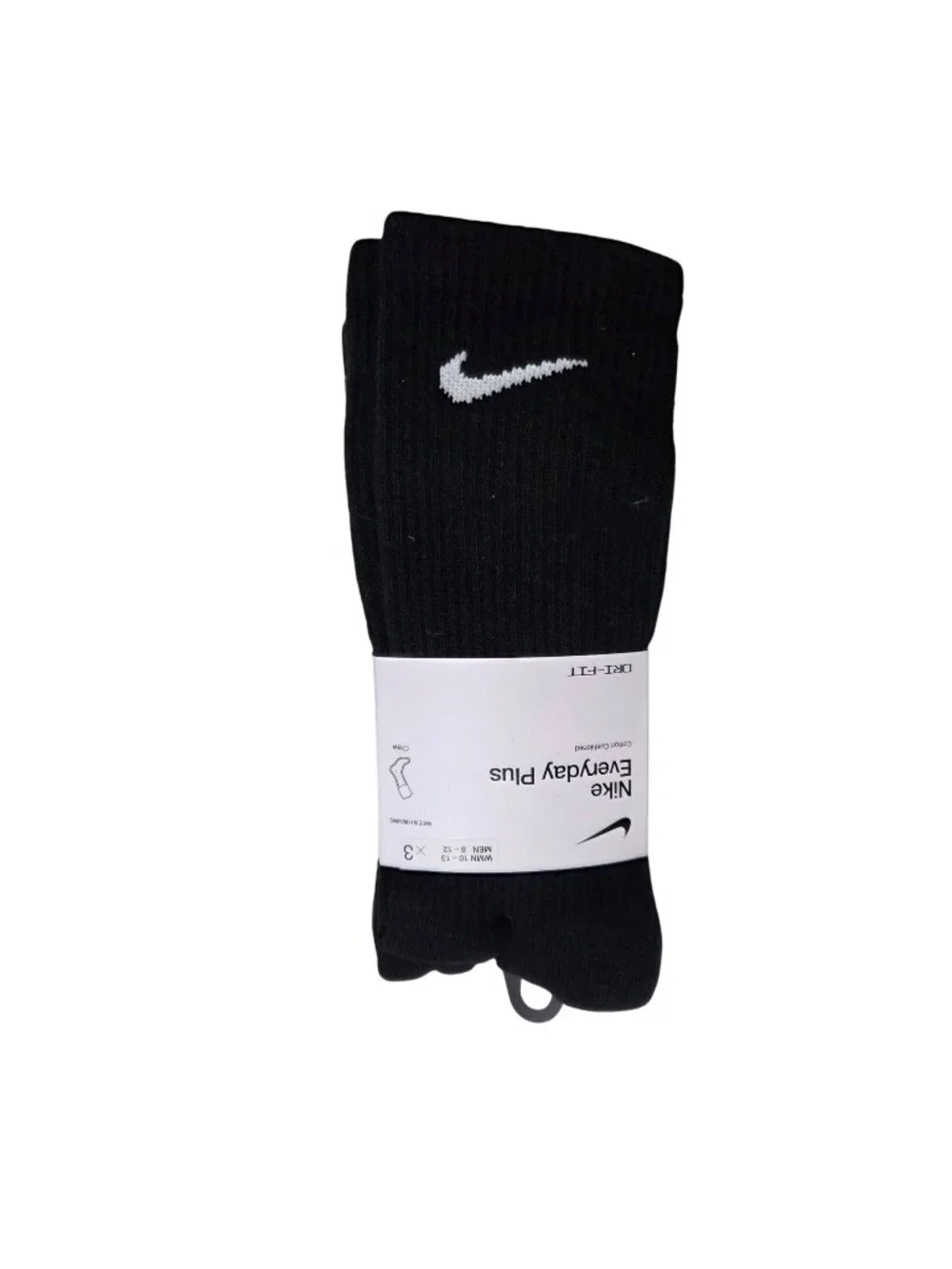 Nike Everyday Plus Dri-Fit Crew Socks Black White Logo Mens 6-12 3-Pack 4511
